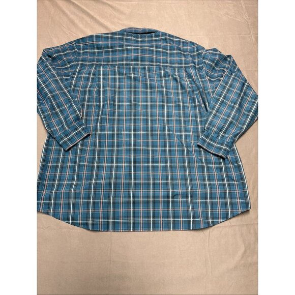 Chaps Blue Plaid Long Sleeve Casual Button Down Men's size 3XL Nylon/Polyester - Picture 10 of 16